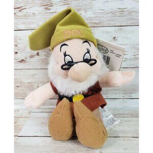 Vintage Walt Disney Store Doc Plush Mini Bean Bag 9" Snow White Dwarfs w/ Tags
